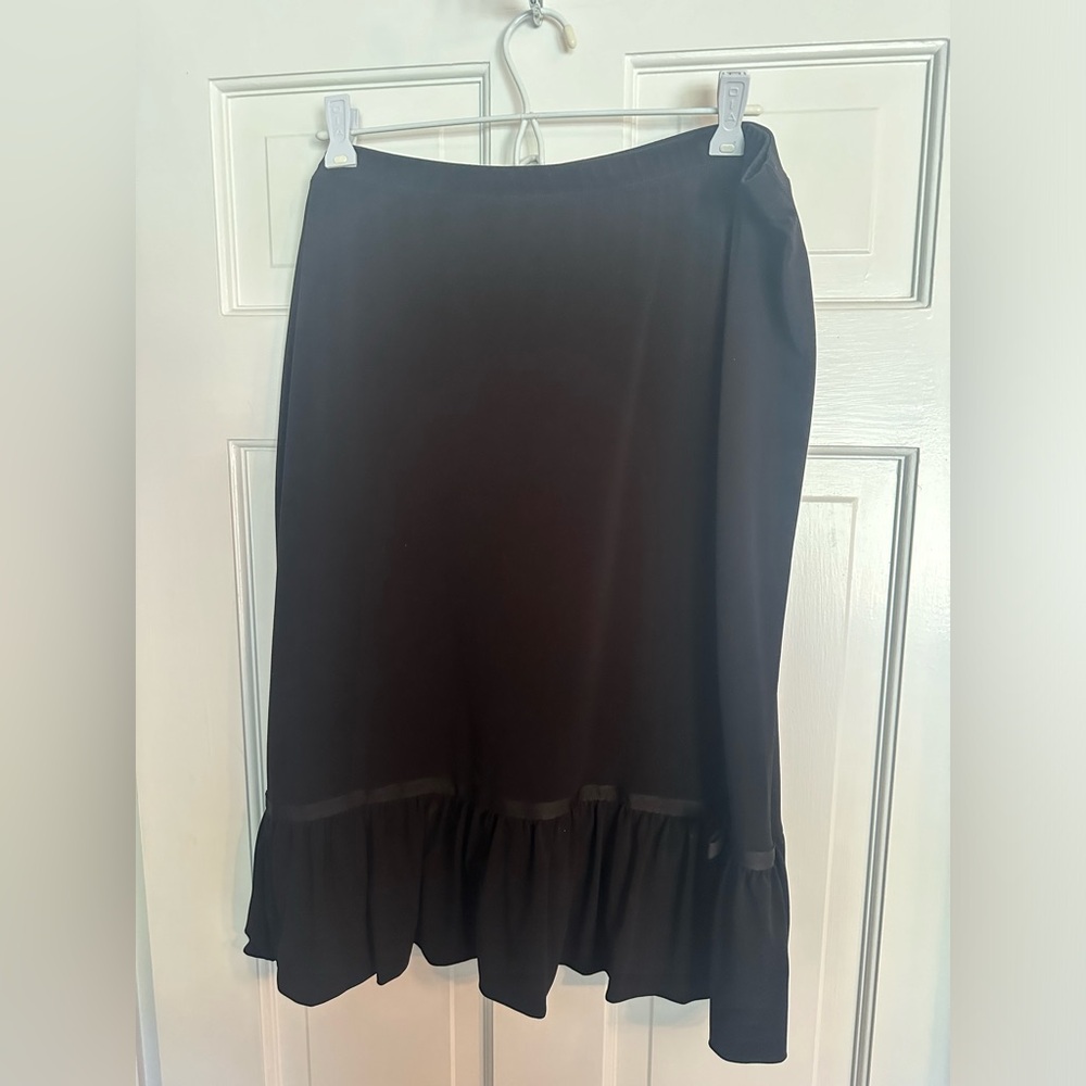Cato Black Knee Length Skirt with Big Ruffle and Ribbon Size Large NWOT